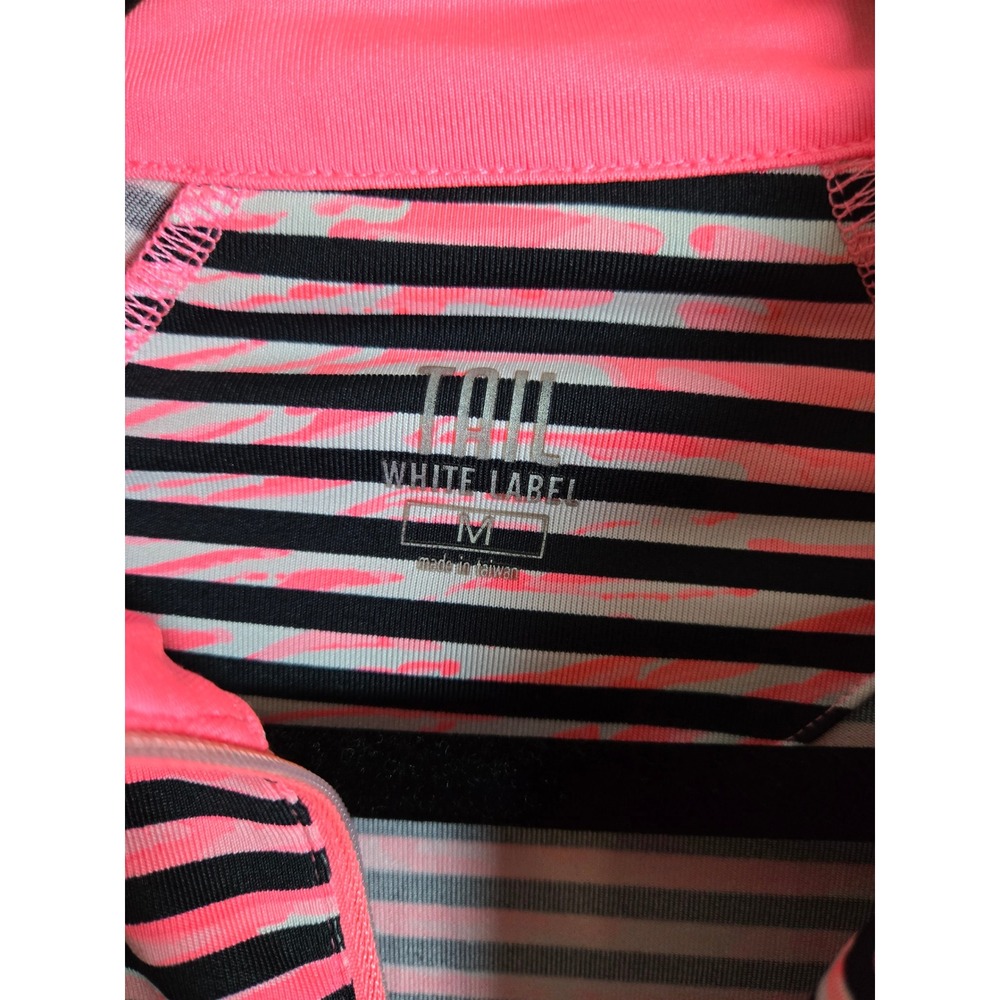Tail White Label Women's Medium Quarter Zip Pullover Pink Black Striped Golf Top - Picture 2 of 8